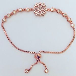 ❄️ Snowflake 925 silver bracelet slider bolo cz clear cubic zirconia cz stones